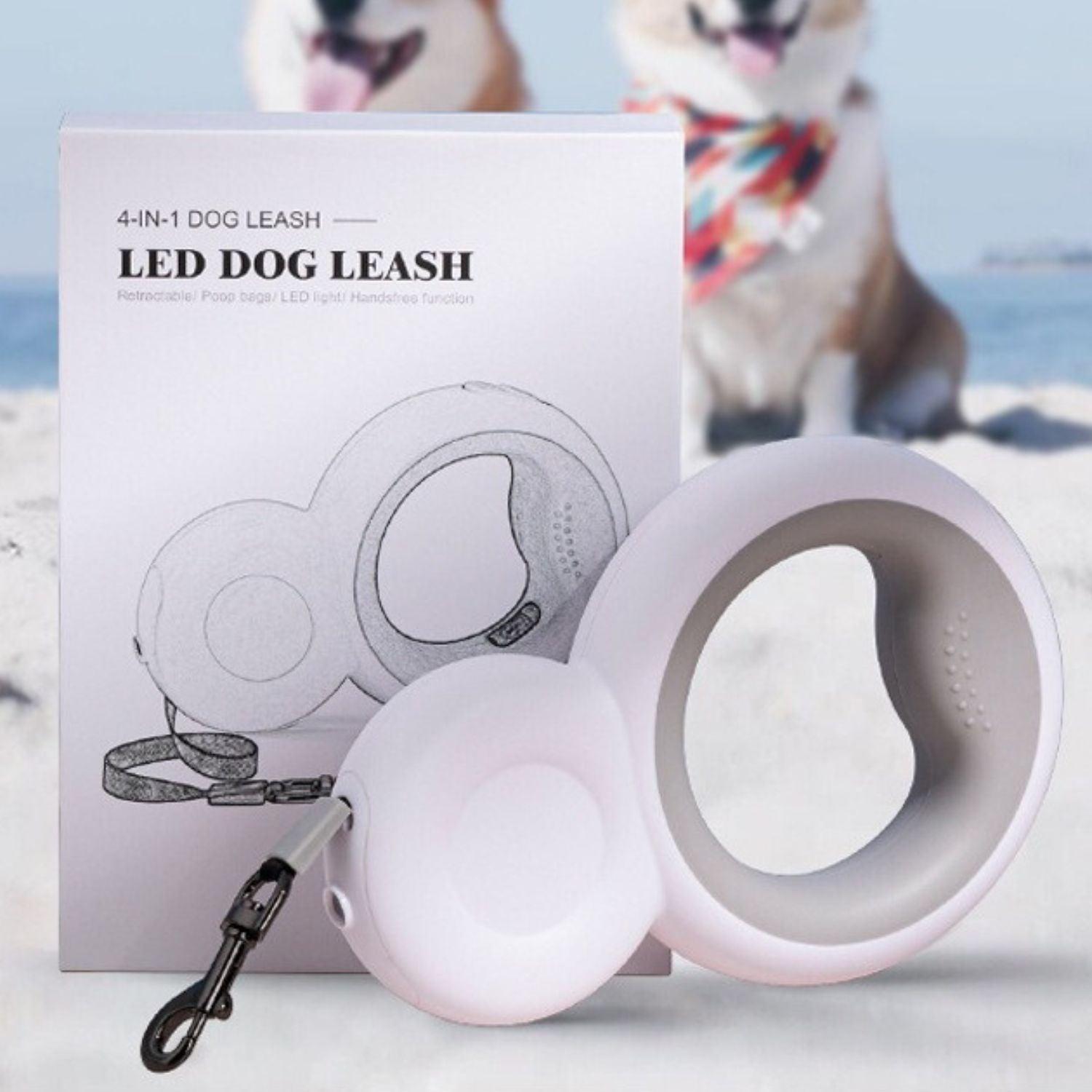 honden intrekbare touwlijn wit verlichting